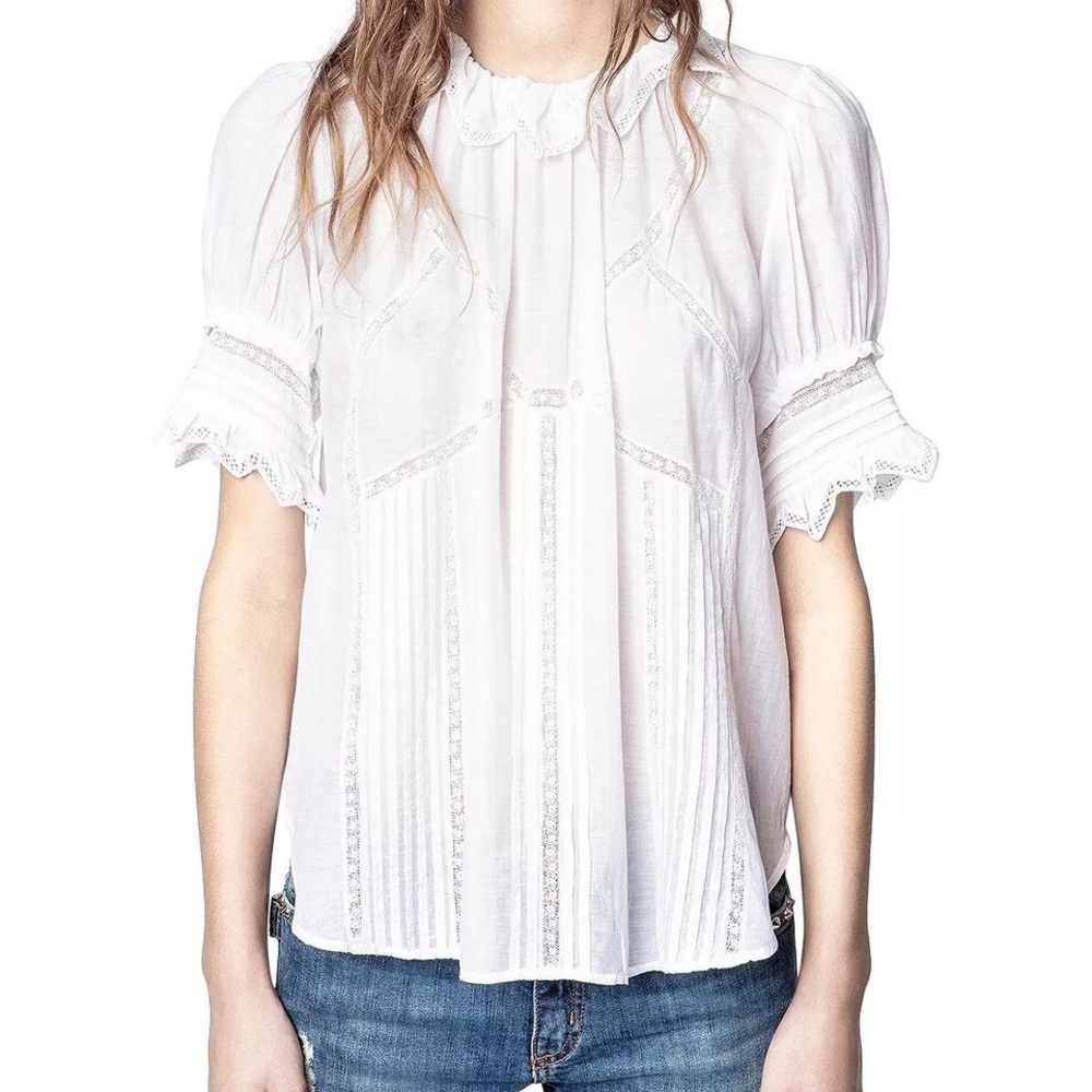 Elegant White Ruffled Women's Top